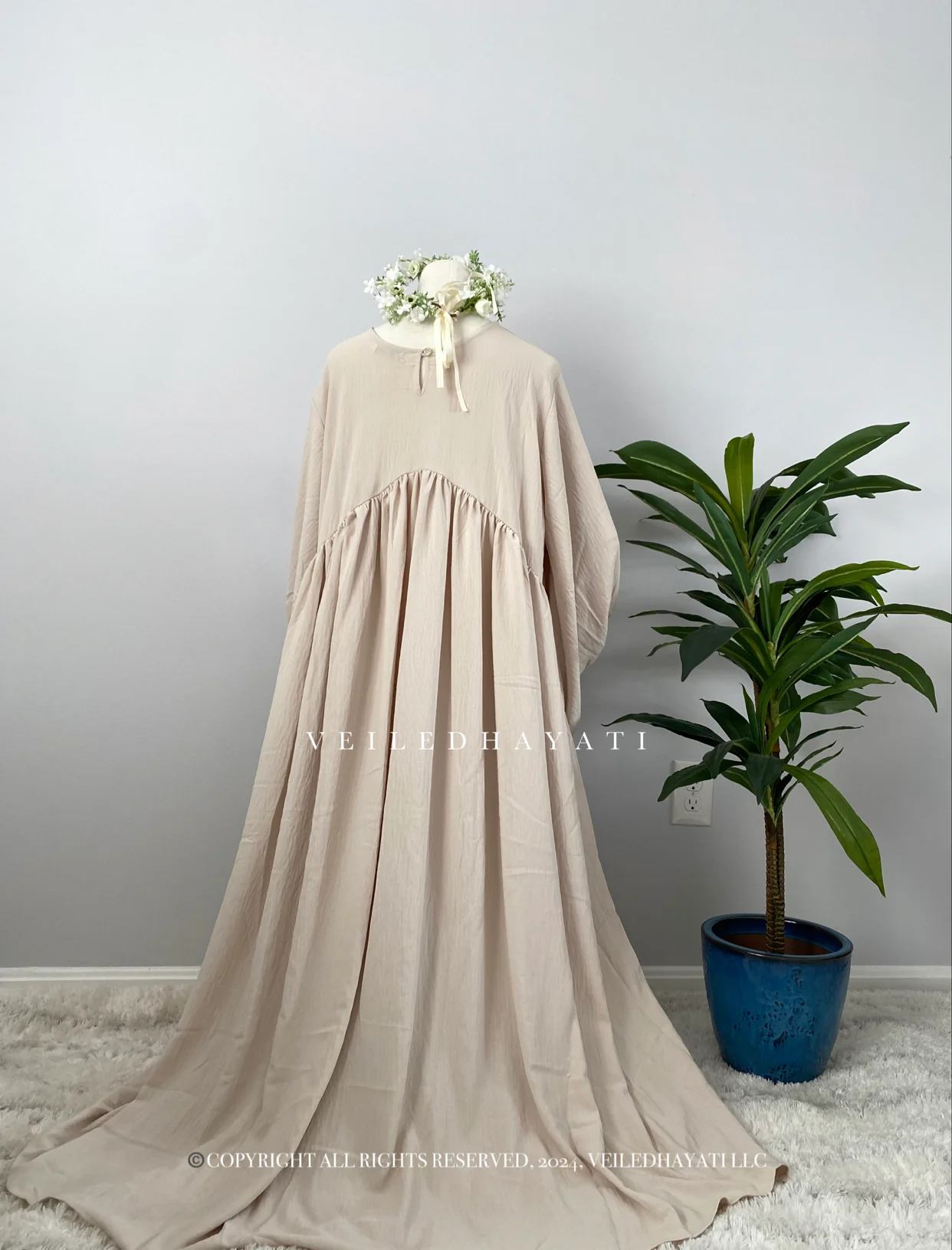 ♡ Creme Rose (beige)| Dahlia Abaya ♡ - Image 3